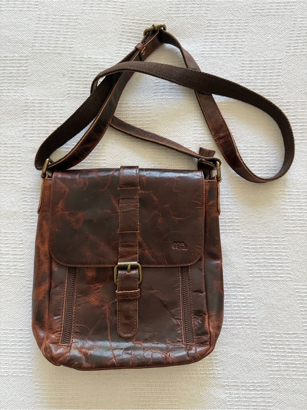 Brown Leather Crossbody Messenger Bag